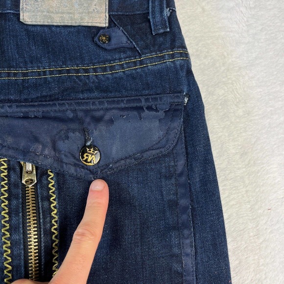 Vintage Y2K Red Ape Baggy Jeans 30x30 Dark Blue Grunge Gothic Cyber Embroidered - Picture 4 of 14